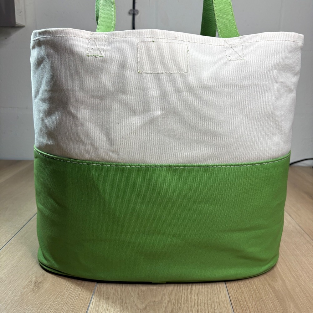 Barnes & Noble Sarah Wilkins Spring Green Garden Canvas PWP Tote Bag Green Cream - Picture 6 of 8